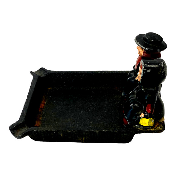 1950's Dalecraft Cast Iron Ashtray Amish Boy Girl Couple Hand Painted Folk Art - Picture 3 of 8